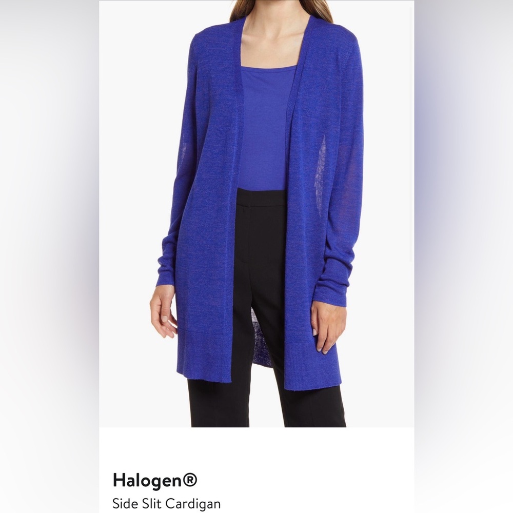 🪻🌀Halogen Royal Blue Purple Open Front slide slit Cardigan medium